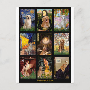 Carte Postale Pièce maîtresse Golden Retrivers