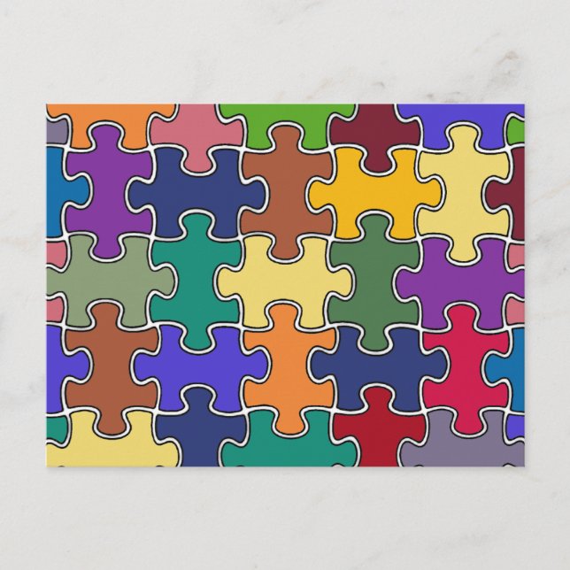 Carte Postale pièces de puzzle couleur (Devant)