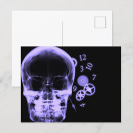 Carte Postale Pièces d'horloge et de crâne à rayons X - violet