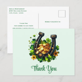 Carte Postale Pièces d'or Lucky Horseshoe et Merci de Clover