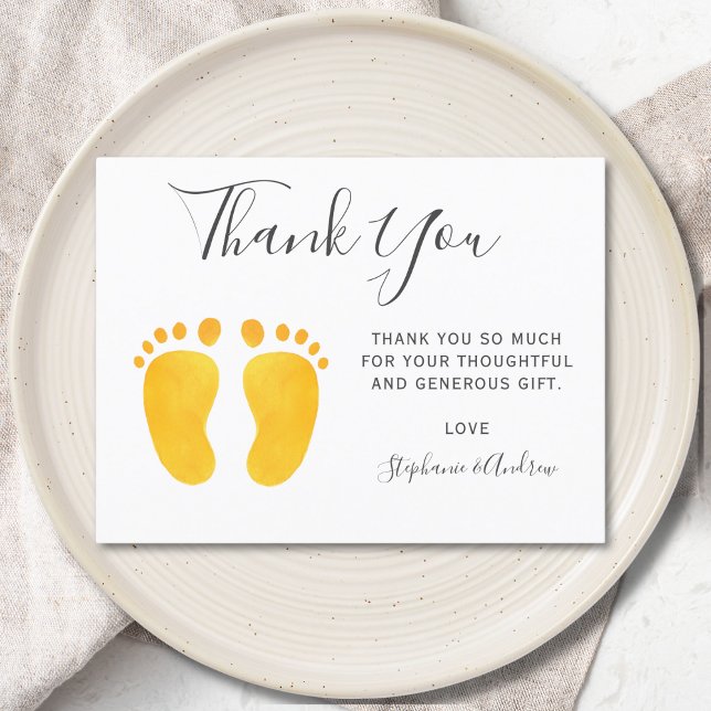 Carte Postale Pieds bébé Merci de Baby shower jaune (Créateur téléchargé)