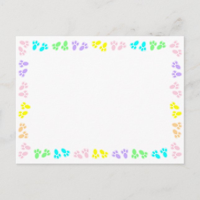 Carte Postale Pieds de lapin de Pâques Bordure personnalisée  (Devant)