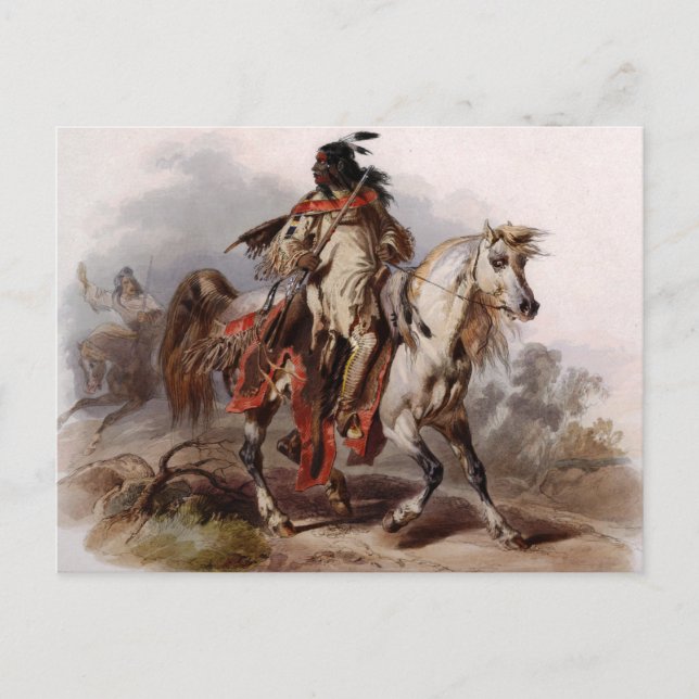 Carte Postale Pieds-Noirs Indien sur le cheval arabe pourchassé (Devant)