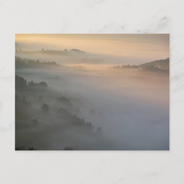 Carte Postale Pieniny soleil levant brouillard (Devant)