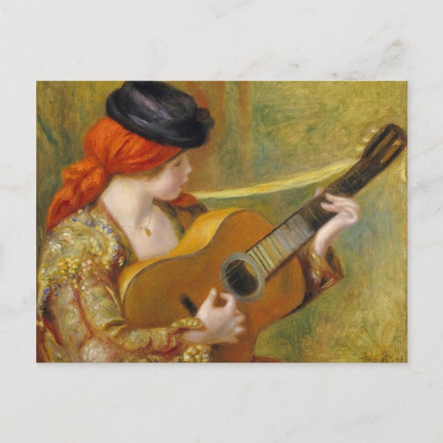 Carte Postale Pierre A Renoir | Jeune Espagnole avec une guitare (Devant)