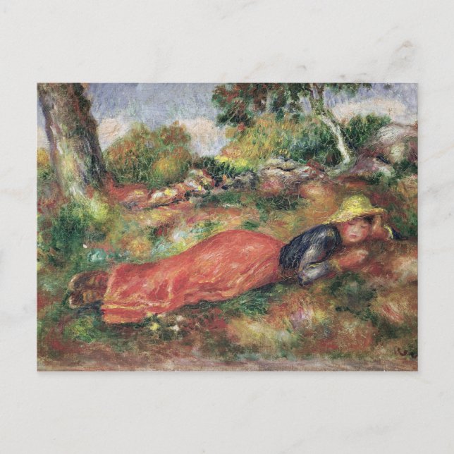 Carte Postale Pierre A Renoir | Jeune fille qui dort sur l'herbe (Devant)