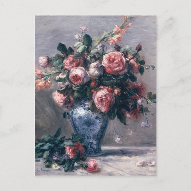 Carte Postale Pierre A Renoir | Vase de Roses (Devant)