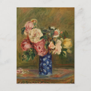 Carte Postale Pierre Auguste Renoir Bouquet bleu rose Rose