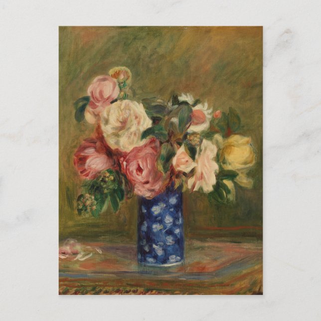 Carte Postale Pierre Auguste Renoir Bouquet bleu rose Rose (Devant)