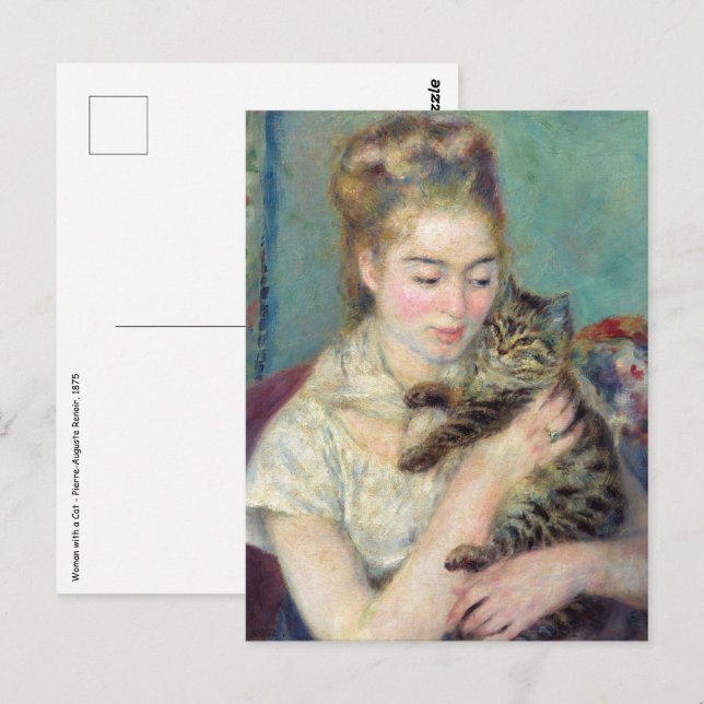 Carte Postale Pierre-Auguste Renoir - Femme avec chat (Devant / Derrière)
