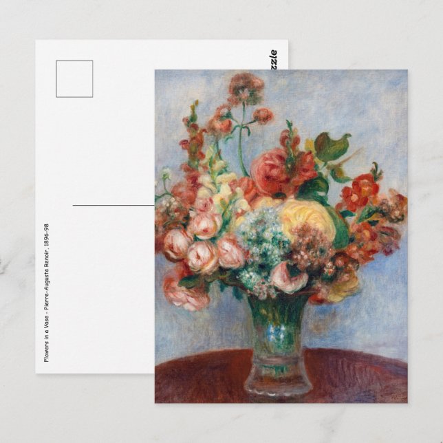 Carte Postale Pierre-Auguste Renoir - Fleurs dans un vase (Devant / Derrière)