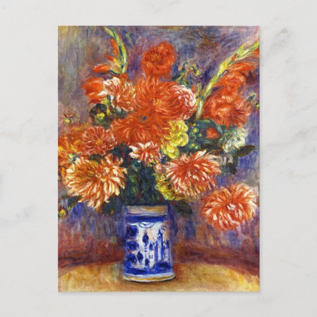 Carte Postale Pierre Auguste Renoir Gladiolas et Dahlias (Devant)