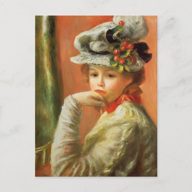 Carte Postale Pierre-Auguste Renoir- Jeune fille en Casquette bl (Devant)