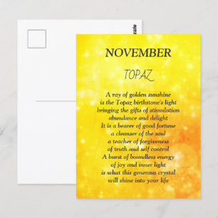Carte Postale Pierre de naissance de novembre Topaze