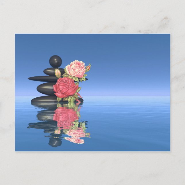Carte Postale Pierre et fleur paisibles - rendu 3D (Devant)