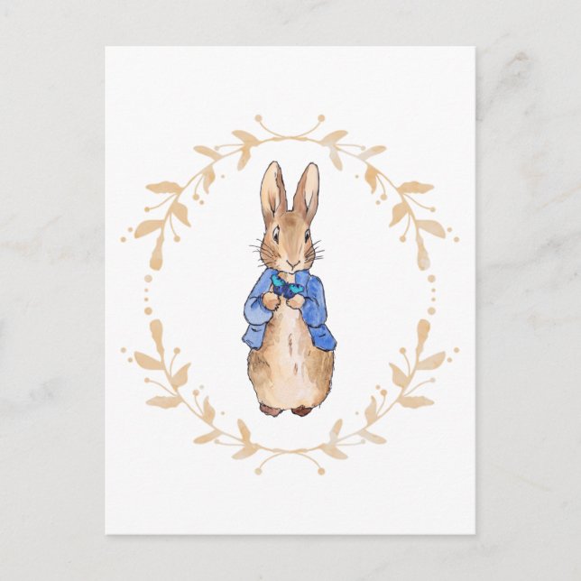 Carte Postale Pierre le lapin tenant un papillon bleu (Devant)