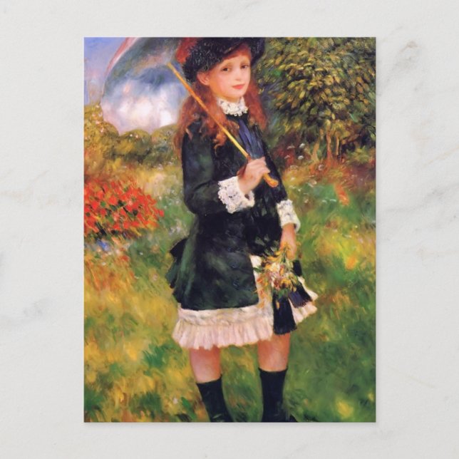Carte Postale Pierre Renoir : Jeune fille avec un parasol (Devant)