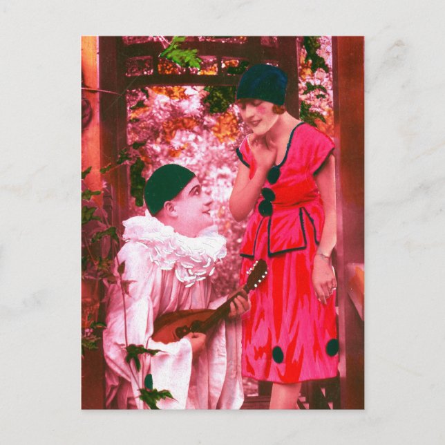 Carte Postale Pierrot et Columbine (Devant)