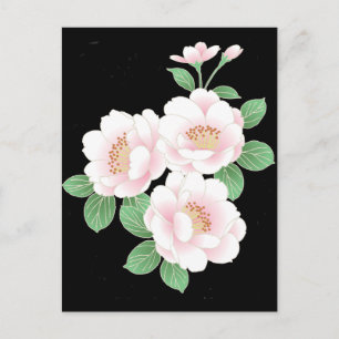 Carte Postale Pies roses Japonais Floral Kimono