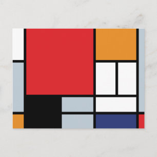 Carte Postale Piet Mondrian - Composition avec grand plan rouge