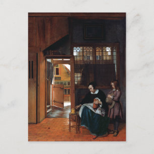 Carte Postale Pieter de Hooch Une femme préparant du pain et du 