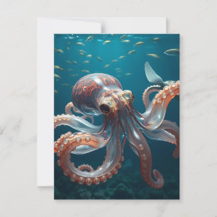 Carte Postale Pieuvre en forme de verre dans la mer profonde