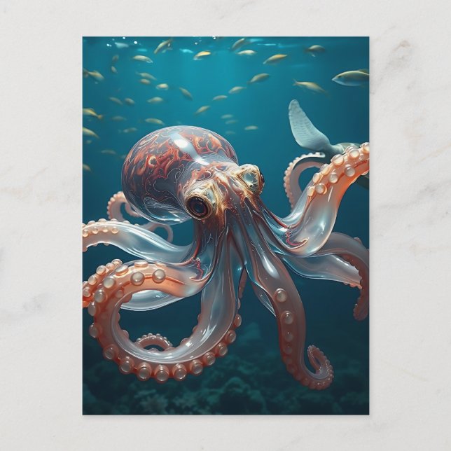 Carte Postale Pieuvre en forme de verre dans la mer profonde (Devant)