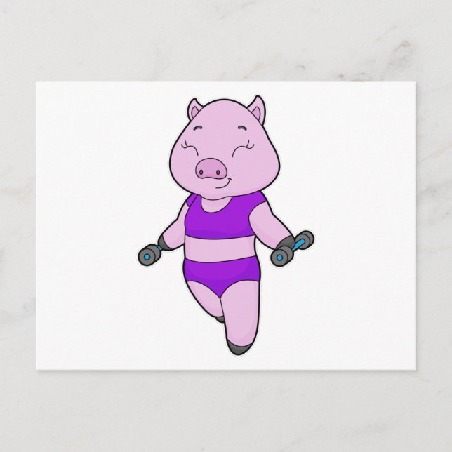 Carte Postale Pig Fitness Dumbbell (Devant)