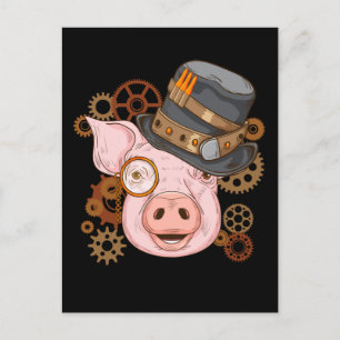 Carte Postale Pig Gift For Pig Lovers Swine Steampunk Pig