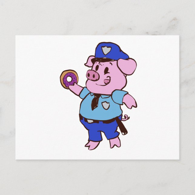 Carte Postale Pig policeman eating choose (Devant)
