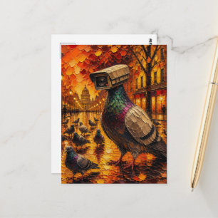 Carte Postale Pigeon Espion avec Pigeons