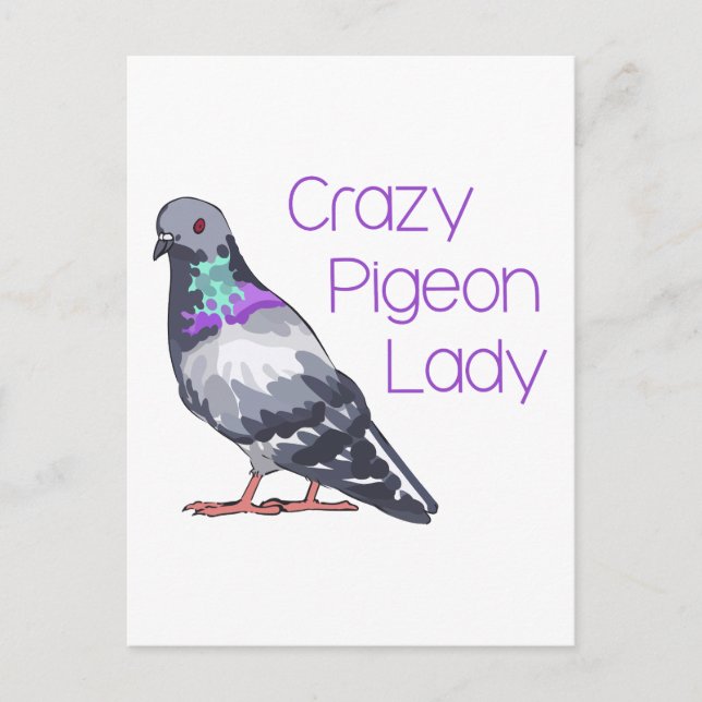 CARTE POSTALE PIGEON LADY CRAZY (Devant)