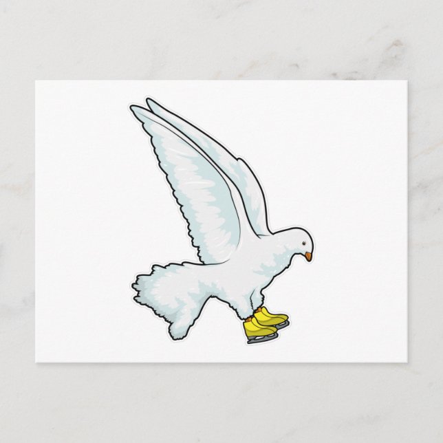 Carte Postale Pigeon Patinage sur glace Patins à glace (Devant)