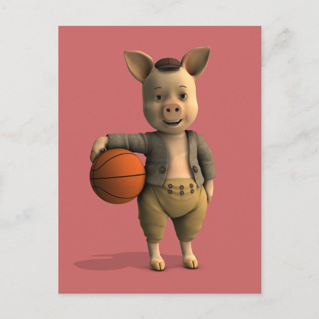 Carte Postale Piglet de basket (Devant)
