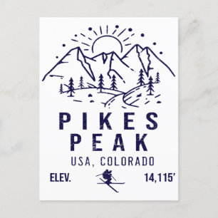 Carte Postale Pikes Peak Colorado Minimaliste Ski Souvenirs