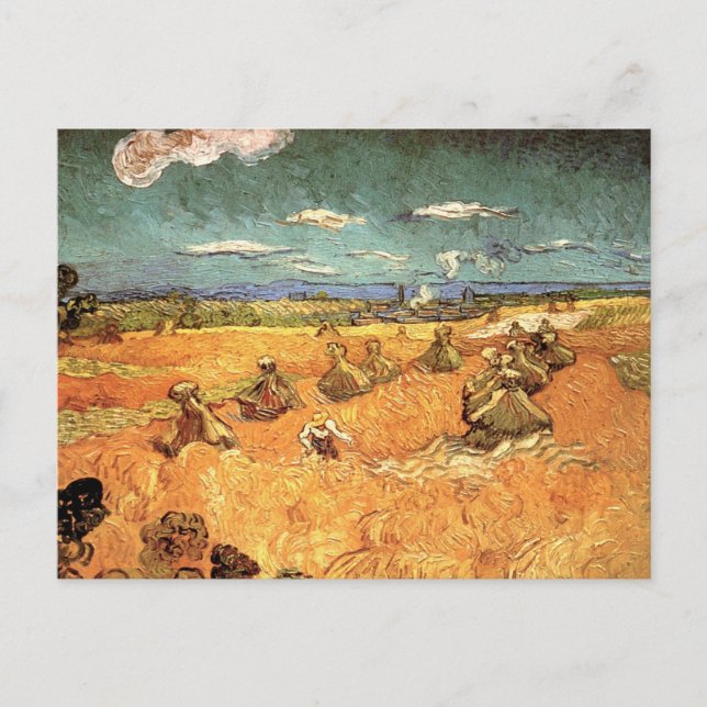 Carte Postale Pile de blé avec faucheuse par Vincent van Gogh (Devant)