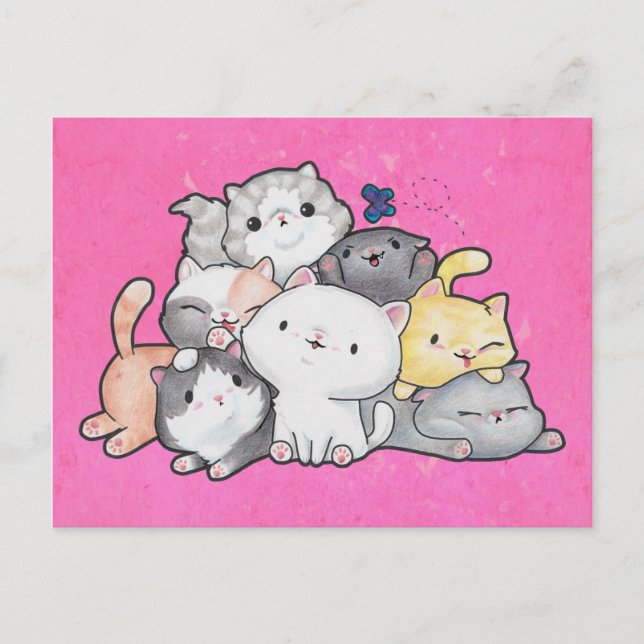 Carte Postale Pile de chatons (Devant)