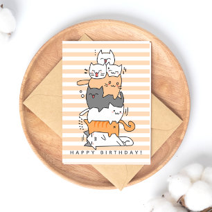 Carte Postale Pile mignonne de chats Anniversaire
