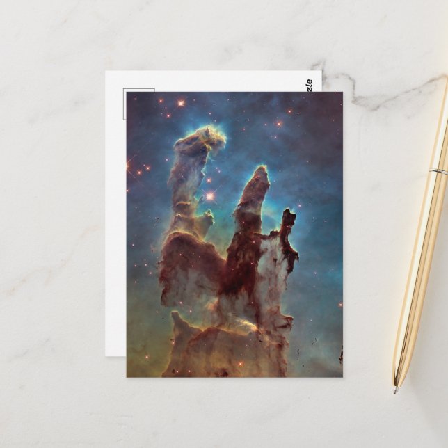 Carte Postale Piliers de création, Aigle Nebula Hubble Space (Devant/Arrière en situation)