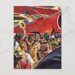 Carte Postale Pilote d'avion à une seule hélice vintage avec Pap