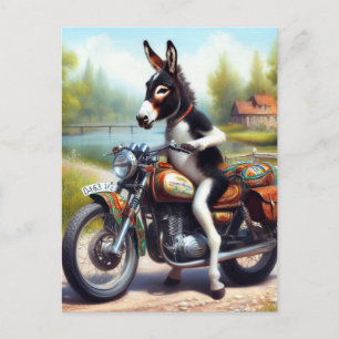 Carte Postale Pilote moto Super Cute Donkey