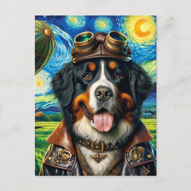 Carte Postale Pilote Steampunk Berger Bernois Van Gogh (Devant)