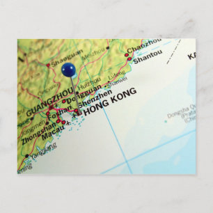 Carte Postale Pin Map of Hong Kong