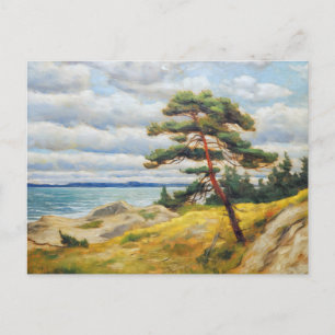 Carte Postale Pin sur sable sur mer Baltique. Peinture à l'huile