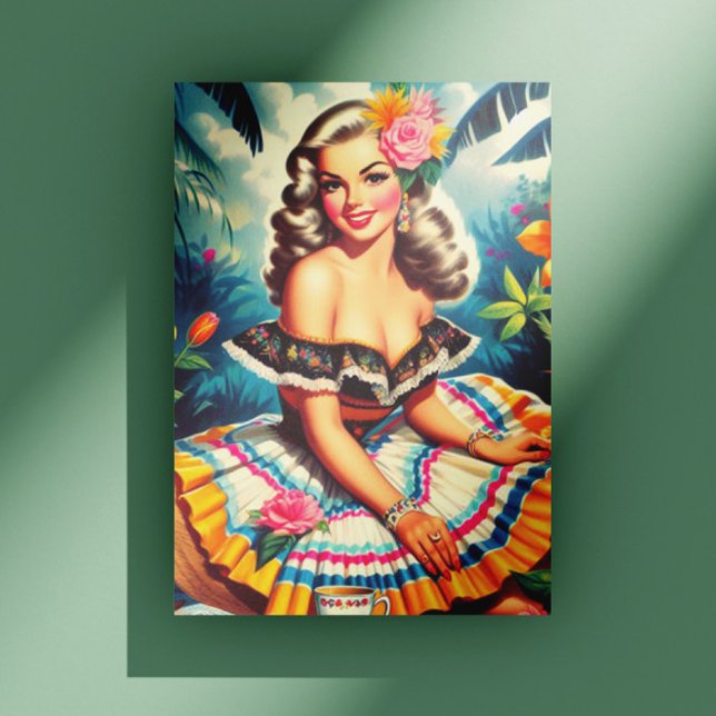 Carte Postale Pin-up de la jungle tropicale (Créateur téléchargé)