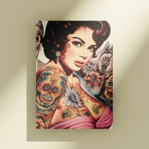 Carte Postale Pin-up Tatouée Rétro