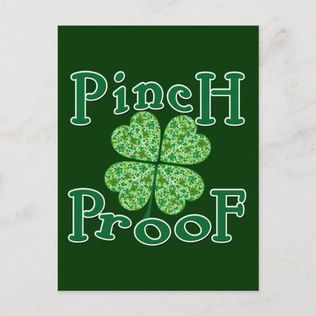 Carte Postale PINCH PROOF avec T-shirt irlandais Shamrock (Devant)