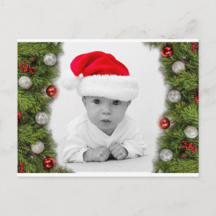 Carte Postale Pine Garland Photo Noël Ornements Fête