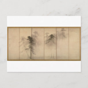 Carte Postale Pine Trees gauche écran par Hasegawa Tohaku