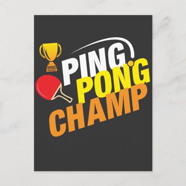 Carte Postale Ping Pong Champ Tennis (Devant)